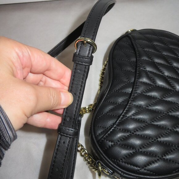 Karl Lagerfeld Paris Quilted Heart Kosette Leather Crossbody Bag Black - Picture 12 of 17